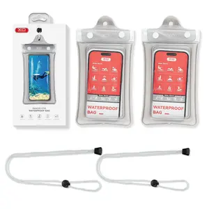 XO Waterproof Phone Pouch 2 Counts Clear PVC Case with Inflatable Edge for iPhone Galaxy S22 S23 Up to 7" Dry Bag with Lanyard for Beach Cruise Ship Outdoor Swimming Diving Kayaking - Protective