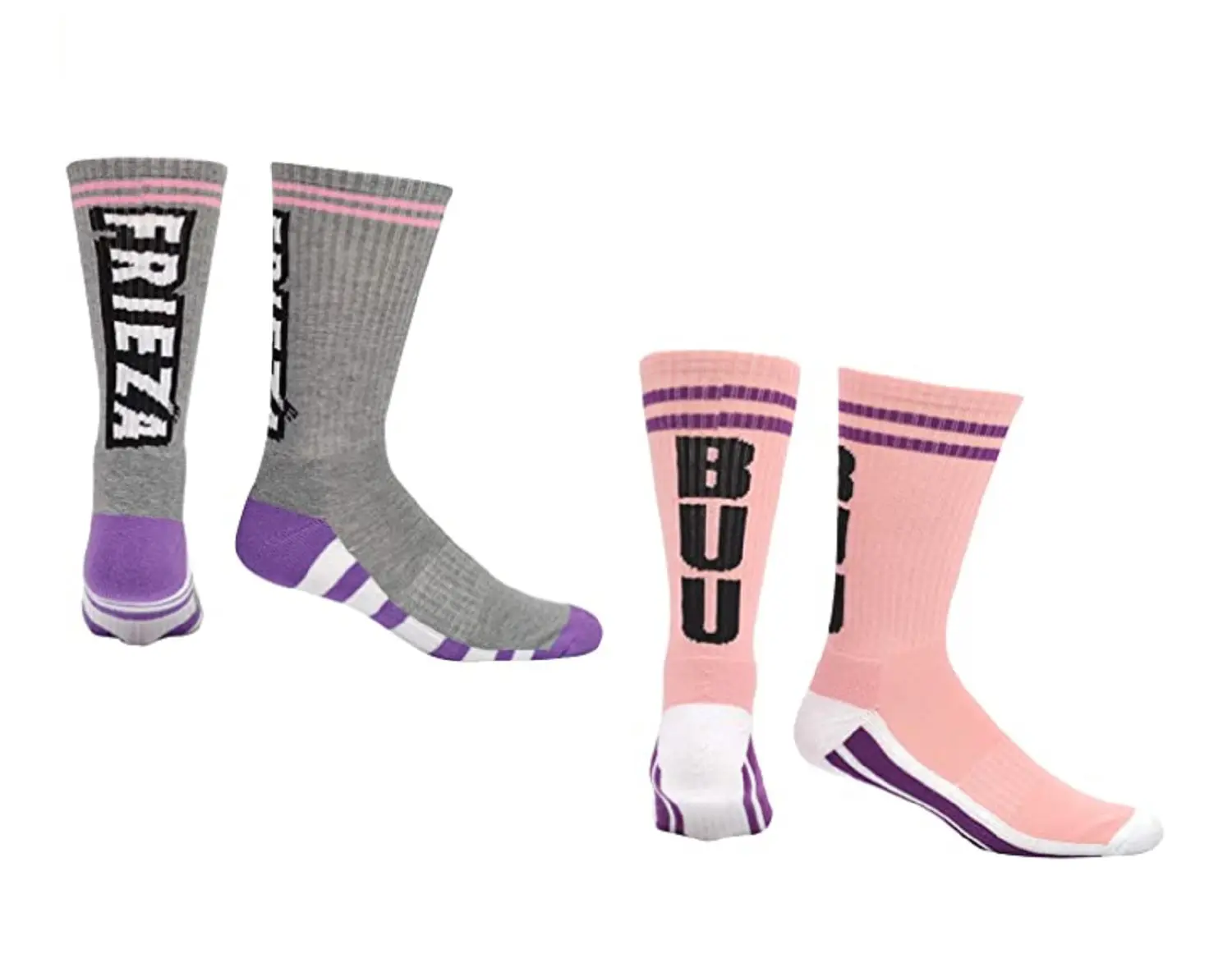 Women's Calf High Graphic Crew Socks - Officially Licensed Dragon Ball Super Anime Character Print 2-Pair Pack, Casual Mix & Match Designs, All Seasons Wear for Lady Adults