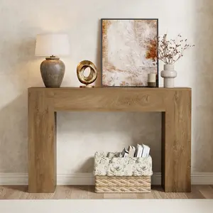 Wood Console Table for Entryway Living Room, 43-Inch Small Sofa Table, Farmhouse Rectangular Accent Console with Wooden Double Base for Behind Couch Hallway Foyer Entrance, Light Oak Brown