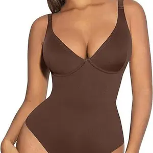 FeelinGirl Women V Neck Bodysuit Thong Tummy Control Shapewear Basic Fabric4 Fashion Womenswear #Summervibes