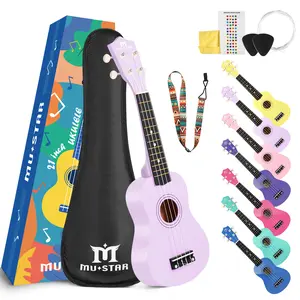 MUSTAR Soprano Ukulele for Beginners Kit - 21 Inch Basswood Ukulele with Gig Bag Strap & Accessories for Kids & Beginners
