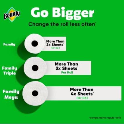 Bounty Quick Size Paper Towels, White, 8 Family Rolls, 2X More Absorbent, 4 Packs, 20 Regular Rolls Equivalent, Kitchen Wipes