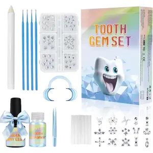 Fiorland Tooth Gems Kit for Teeth with Light, 2025 New Professional 140 Pcs DIY Gem Jewelry for Man Women Sparkling Crystals (D)