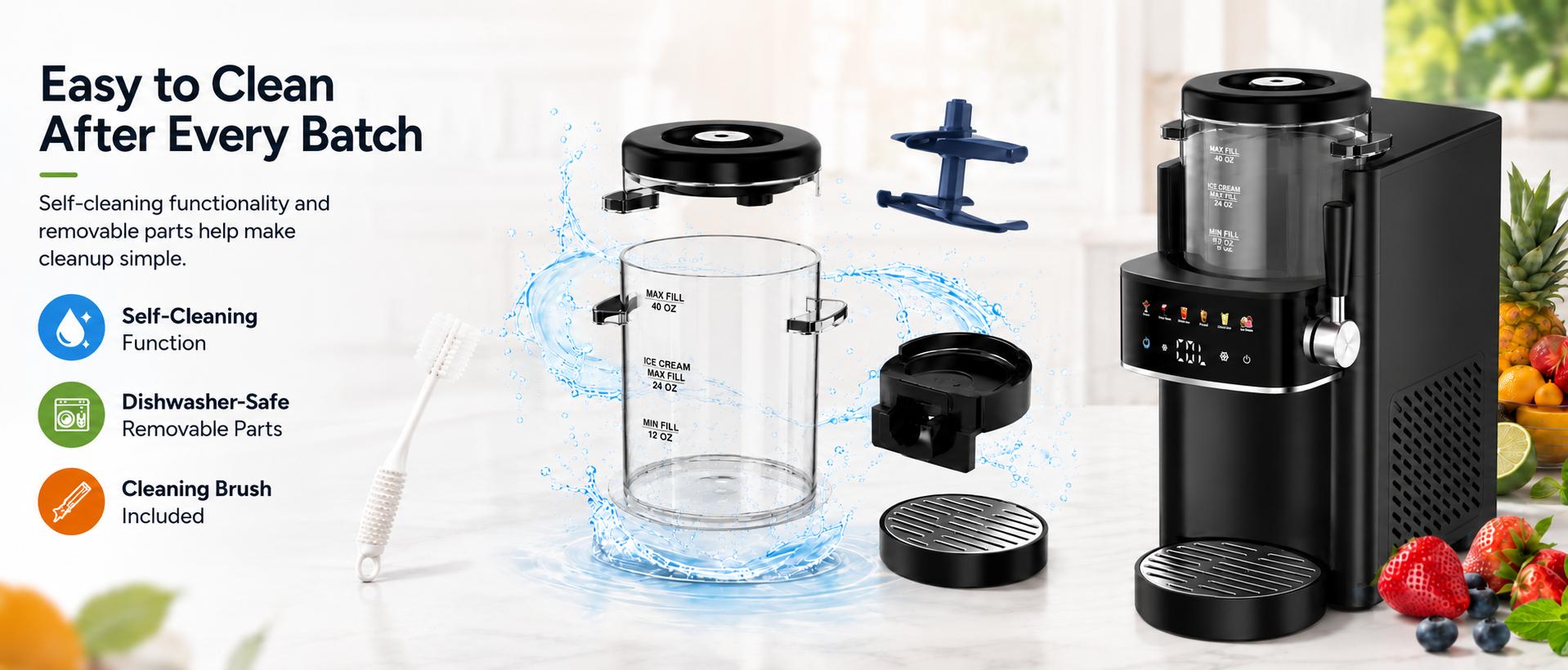 Slushie Machine Ice Cream Maker with 6 Smart Presets for Margarita Frappé No Ice Needed Rapid Chill Temperature Control 40oz Capacity Easy to Clean outdoorfun