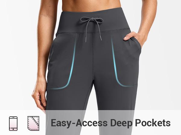 [Clearance] G Gradual Women's High Waisted Tapered Joggers - Athletic Sweatpants with Zip Pockets, Drawstring for Workout, Lounge, Workout Wear, Fitted, Training Jogger Trousers, Drawstring Sports Pants