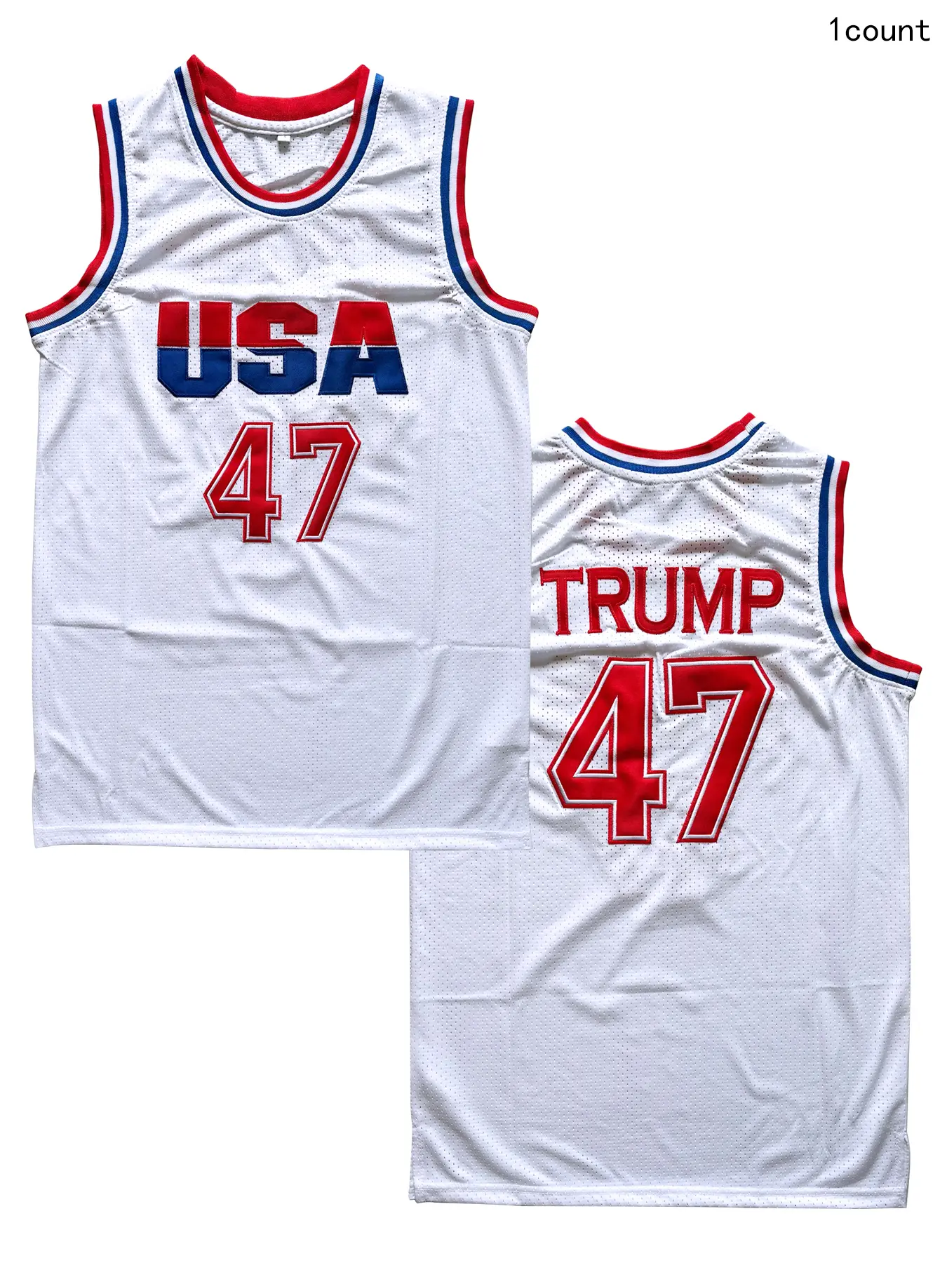 Men’s #47 USA Jersey  Trump White Basketball Stitched Embroidery Jersey basketball jersey Men's Sleeveless practical gift jersey  chic turf  jersey