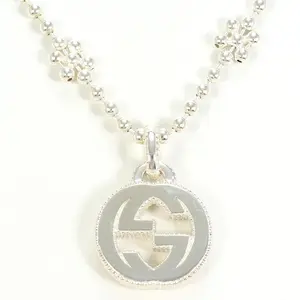 Pre-owned GUCCI Sterling Silver 925 (Ag925) Small Leather Goods Interlocking G Flower Silver 925 Necklace