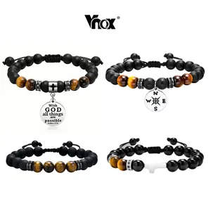 VNOX Tiger Eye Money Attraction Bracelet, Graduation Gift for Him, Faith-Inspired Protection Beaded Bracelet, Class of 2026 Gift, Boyfriend Husband Friendship Energy Jewelry