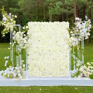 12 Pack 15 x 15 Inch Artificial White Roses Wall Decor for Wedding Party Corporate Events Home Decoration Photo Booths Decorative Floral 3D Silk Material Easy to Use