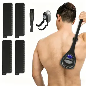 New Men's Painless Back Shaver Hair Remover for Men Epilator Shaver Back Face Long Handle Portable Foldable Shaver Body Care box men tool comfort Father's day Gift