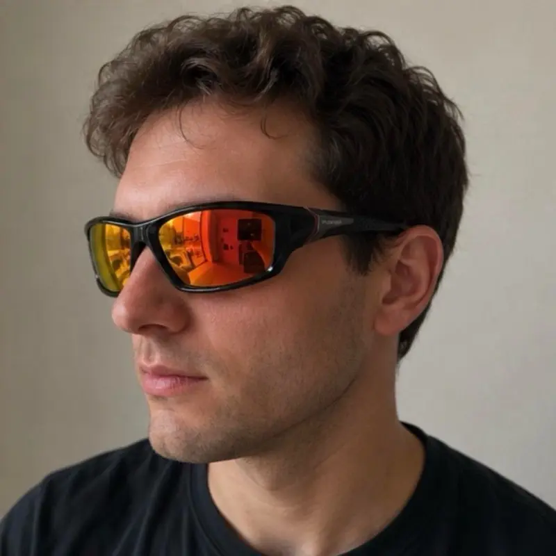 Polarized Sports Sunglasses UV400 Orange Mirror Lens for Fishing Driving Cycling