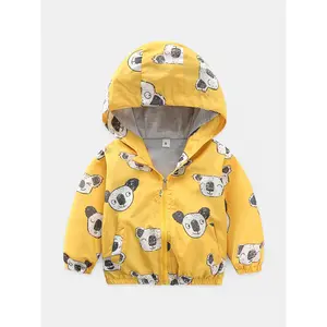 Boys' New Arrival Children's Clothing Baby Cartoon Koala Print Zip-Up Jacket Windbreaker