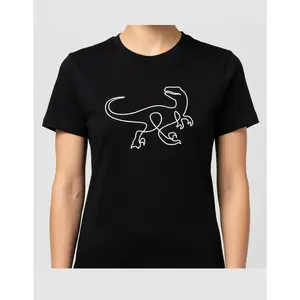 Minimalist Velociraptor Raptor Graphic Tee, Stylish & Fun, Comfortable, All-Season, Unisex, Ideal Jurassic Dinosaur Gift for Men & Boys