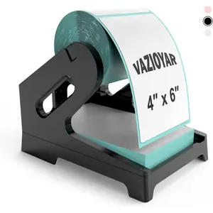 Thermal Label Holder for Rolls and Fan-Fold Labels, Sticker Roll Holder for Desktop Label Printer, Label Stand Shipping Supplies for Home Office Black