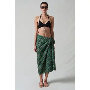 Rose Printed Sarong Teal