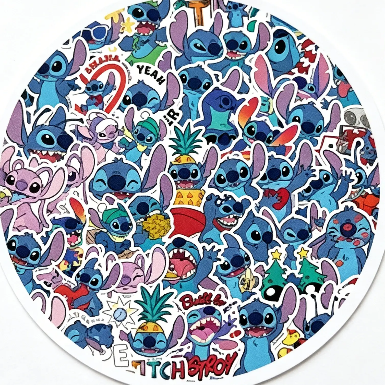 Disney Lilo & Stitch 50 Pack Vinyl Sticker Set Waterproof Cartoon Decals for Water Bottle Laptop Skateboard Cute Gift for Kids Fans