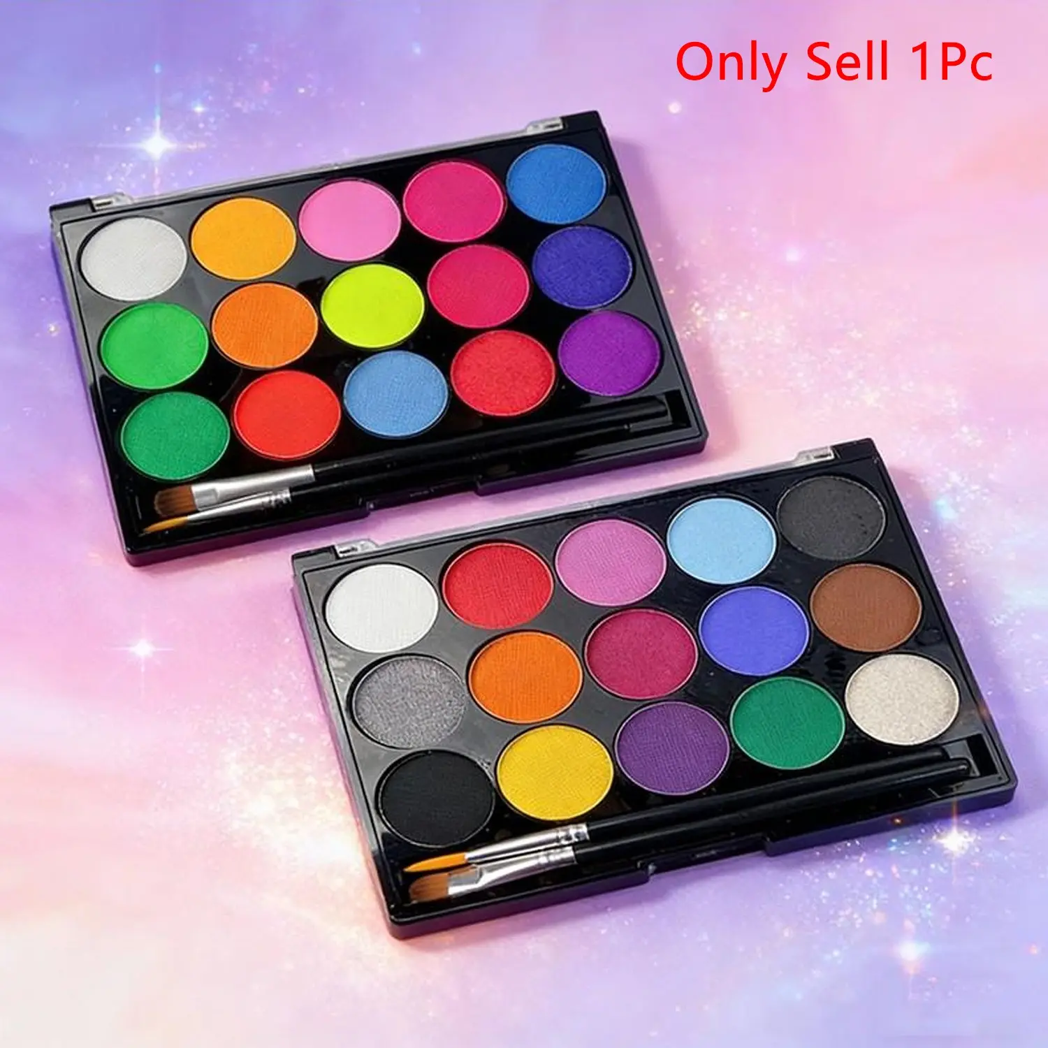15 Shades Water-Soluble Face Body Paint Kit, Body Paint Set, Non-Toxic Safe Makeup for Halloween Christmas & Cosplay Art
