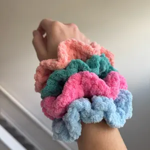 Handmade Crochet Scrunchies Multicolor Yarn