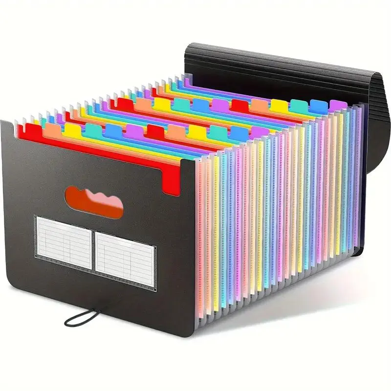 25 Pockets File Folder Organizer, Multi Pocket Folder, 1 Count Expandable Plastic Filing Box, Paper Document Receipt Organizer Folders, Accordion Folder for Office School Home Dormitory, Files Organizer, Pastel Color, Office Supplies, Documents Organizer