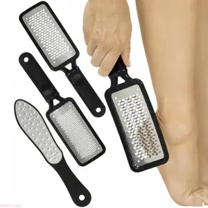 3 Pack Stainless Steel Foot File and Feet Scraper, Practical Heel Grater & Callus Remover Scrubber, Professional Rasp Tool for Cracked Heels, Universal Pedicure Filer for Men and Women, Easy to Use on Both Wet Skin and Dry Skin for Daily Foot Care