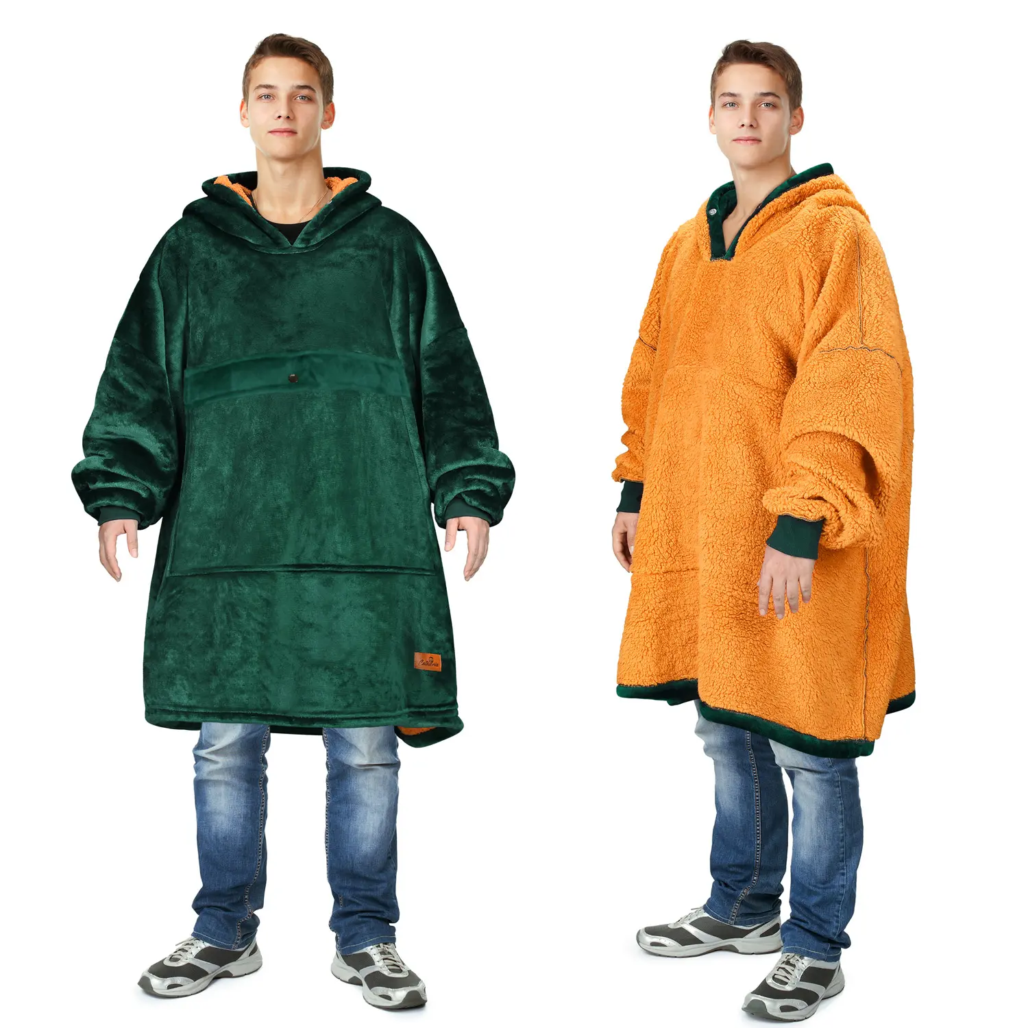 Catalonia Sherpa Fleece Oversized Blanket Hoodie,Cozy Warm Thick Hooded Blanket For Adults,Wearable Blanket Sweatshirt