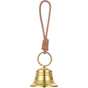Vintage Gold Small Brass Hanging Bell on Rope for Door Knob Home Garden Shop Decoration