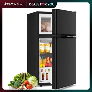 Kismile 3.2 Cu Ft 2-Door Compact Refrigerator with Freezer, Fridge Drawer, Adjustable Shelf, Thermostat – Silver for Bedroom, Office, Two-Door Mini Freezers