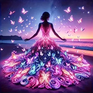 Diamond Painting Woman Portrait Figure Diamond Art Butterfly Seaside Full Round Drill Hobby Creative 5d Diy