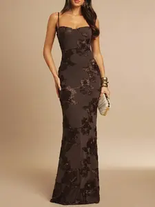 This Floral Applique Maxi Dress is Glam Formal Vibes  Sweetheart Neck Bodycon Formal Gown