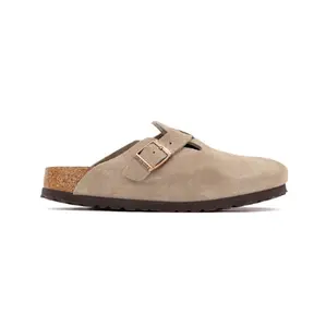 men’s Closed Toe Comfort Clogs – Taupe Soft Footbed Mule Sandals, Lightweight Slip-On Cork Sole Shoes