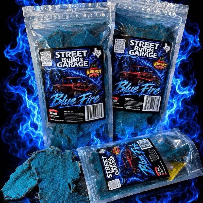 Street Builds Garage Carne Seca Snack, Blue Fire Flavor, 2oz