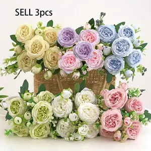 Artificial blooming peony flowers, Artificial Fake Flowers, suitable for weddings, homes, hotels, offices, parties, Valentine's Day, Lifelike Artificial Flower, Outdoor Artificial Flowers
