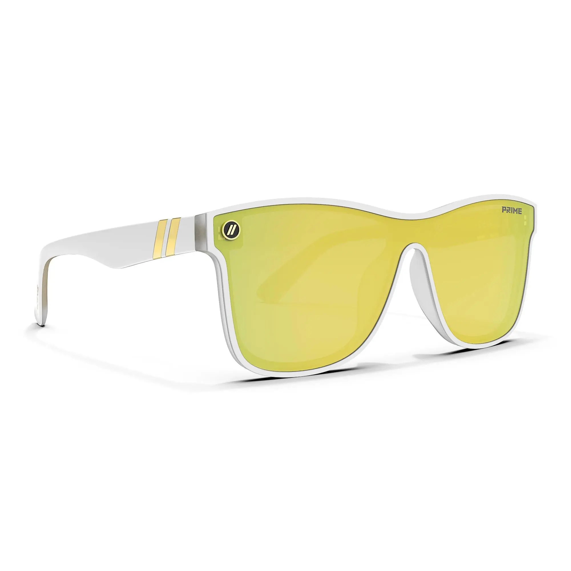 Blenders Millenia DX Prime 21 White Sunglasses – Polarized PureBlend Gold Mirrored Lens, Gloss White Frame, 100% UV Protection, Medium-Large Fit