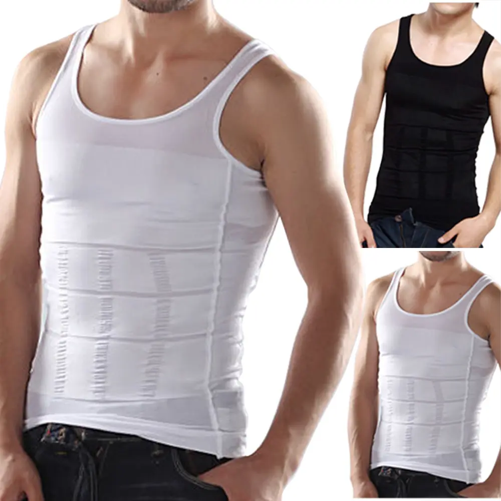 Compression Shirts for Men Sleeveless Slimming Undershirts Tummy Control and Body Shaper Tank Top waist trainer Menswear Fitted  Crewneck Cotton