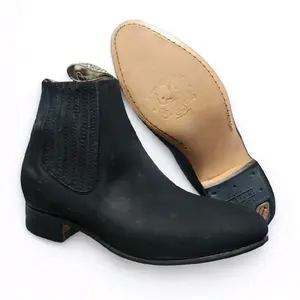 Black Nubuck Botin Charro/Ankle Round Toe Boot