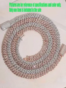 14mm Moissanite Diamond Iced Out Cuban Link Chain, Fine Jewelry Hip Hop Style, Double-Row Super-Sized for Special Occasions