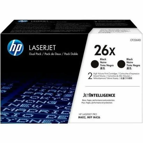 HP 26X 2-Pack High Yield Black Original LaserJet Toner Cartridges CF226XD