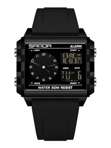 SANDA 6368 Fashion Electronic Watches for Man and Women Luminous CalendaWaterproof Clock Outdoor Sports Casual Digital Wristwatch，Waterproof Quartz Analog Watch, Modern Trendy Watch, Trendy All-match & with Box