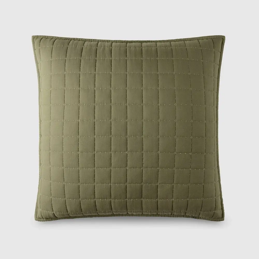Jeremiah Brent Home 24"x24" Box Rice Stitch Gauze Euro Accent Pillow Green