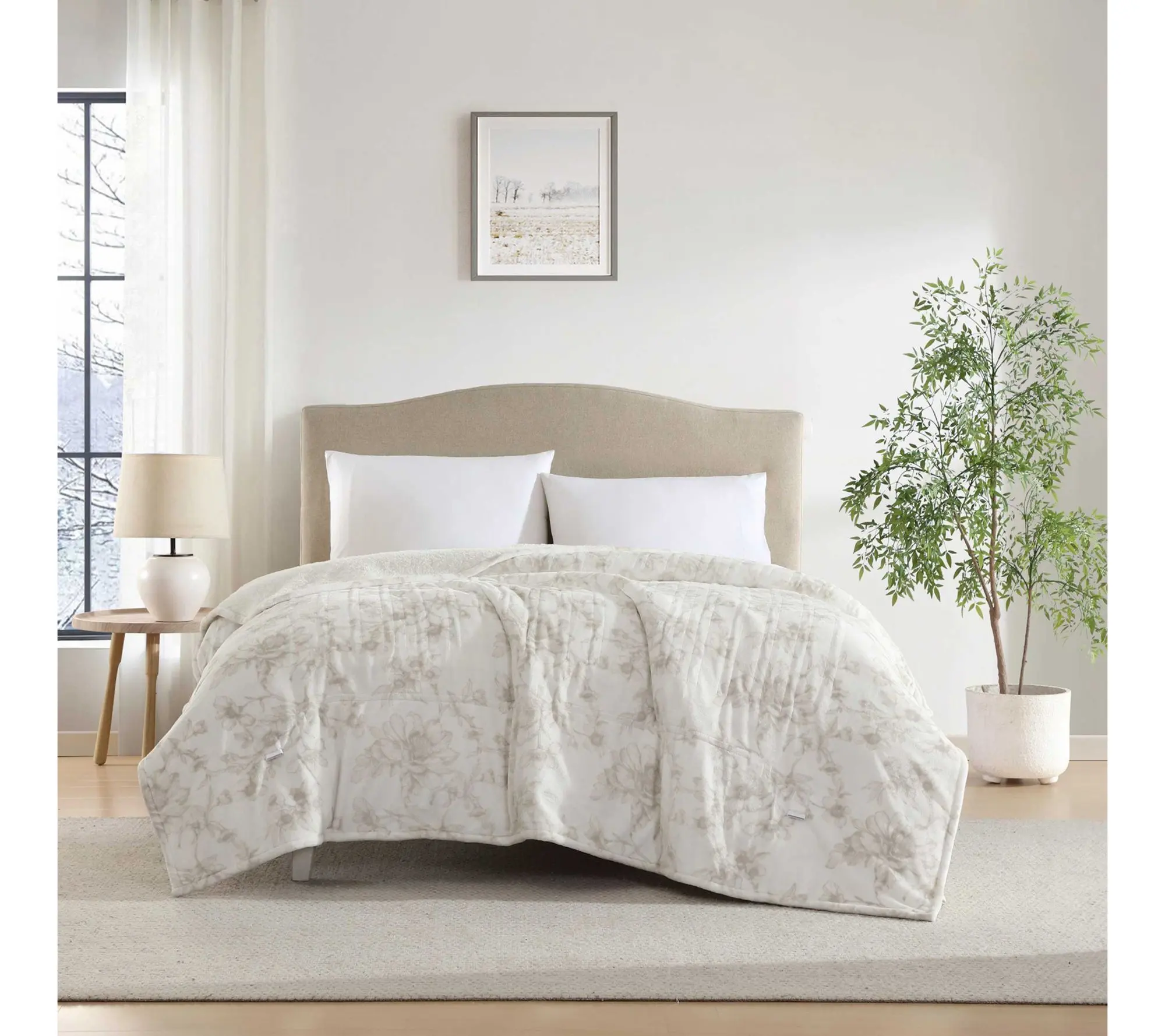 Laura Ashley Wistful Blooms Plush Sherpa Full Heated Blanket Laura Ashley Wistful Blooms Plush Sherpa Full Heated Blanket