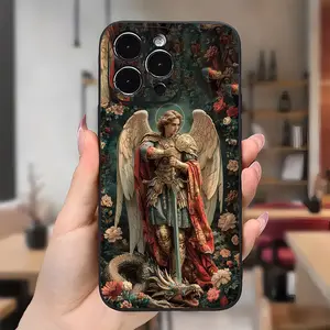 Case for iPhone 17 16 Pro Max 15 Plus 14 13 12 11  Air XS XR Flowers Archangels Aesthetic Pattern Anti-Scratch Shockproof Soft Silicone Protective Cover