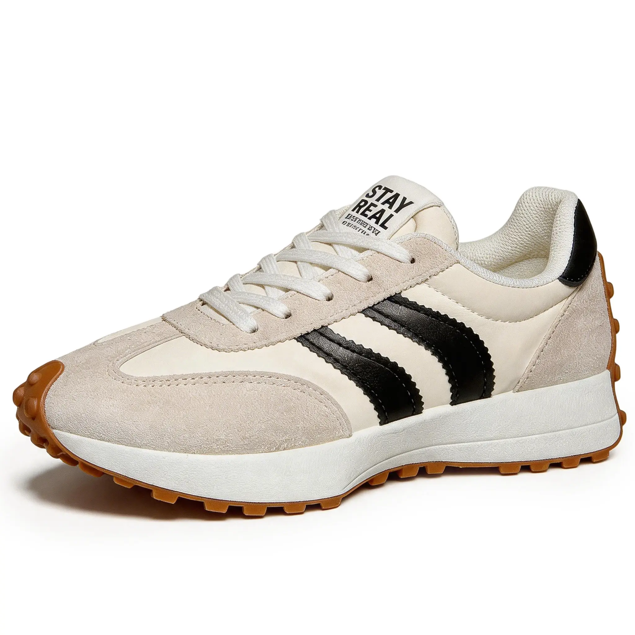 Women's Cortez-Style Forrest Gump Platform Sneakers, Retro Color Block 3-Stripe Design, Women's Trendy Shoes, Non-Slip Lug Sole, Lightweight Comfortable Casual Trainers for Daily Commute Travel