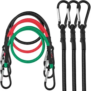 4pcs Latex Core Elastic Tension Rope Adjustable Ropes Bungee Cord Tent Pull Cord Camping Equipment Binding Rope Luggage Fixing Rope Lightweight Cargo Binding Rope with Hook