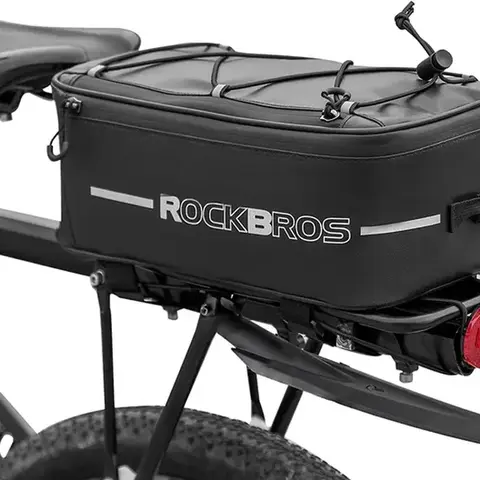ROCKBROS Waterproof Bike Saddle Pannier Bag - PU Water Resistant Adults' Road Cycling Gear, Bike Rack Bag, Rear Rack Mount, Adjustable Straps, Fast Removal, Quick Installation, 6L/9L, All Seasons Outdoor Activities Accessories