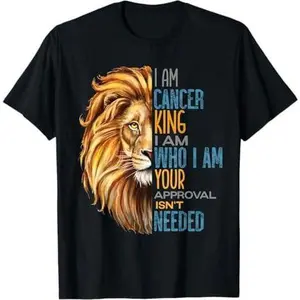 Mens Cancer King Zodiac Astrology Birthday Lion Slogan Saying T-Shirt