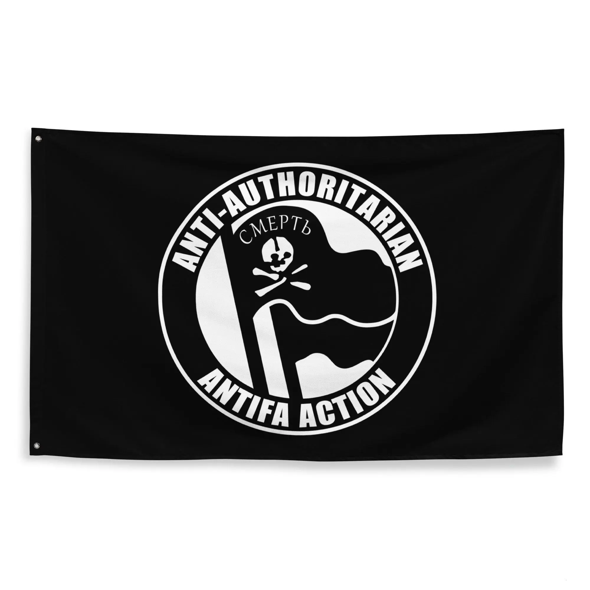 Makhno Antifa Anti-Authoritarian Anarchist Flag Tapestry - 3x5 ft, Lightweight Fabric, Political Display Decoration for Home Decor, Rectangular
