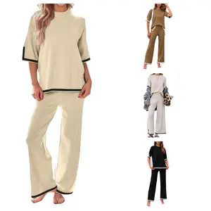 Brave-Luxe Women's knit pajama set | Relaxed fit - soft, breathable loungewear for home/lounge/everyday light outings (Loungewear Pjs - nighttime dress up - Nightwear Casual) cute Womenswear Black pyjama set comfort