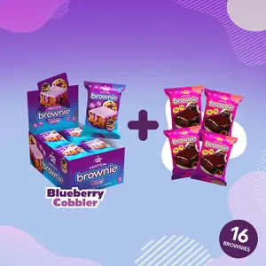 Blueberry Cobbler Prime Bites Protein Brownies - Buy 12 + Get 4 Chocolate Glazed Donuts