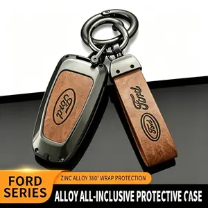Ford Key Fob Cover | Perfect Fit F-150/Ford Focus Active / Focus / Escort / Taurus / Mondeo / Mustang / Edge / Lincoln New Navigator | Zero Signal Loss | Tool-Free Install | 360° Protection Car Key Case Accessories