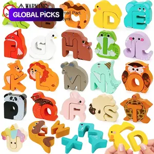 52 Pieces Matching Game, Wooden Alphabet Animal Puzzles for Toddlers, ABC Letters Peg Puzzles for Kids Ages 3-5, Preschool Learning Activities Toys, Montessori Puzzles Gift, Shape Recognition Puzzles, Best Christmas Gifts #GLOBAL PICKS